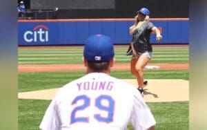 Tiffany Stratton Throws First Pitch at New York Mets Game