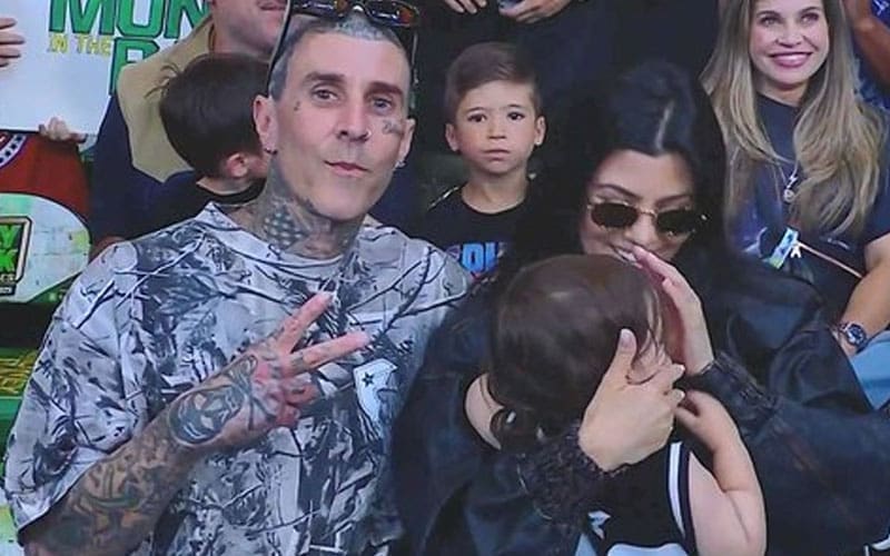 Travis Barker and Kourtney Kardashian Spotted Ringside at WWE Money in the Bank