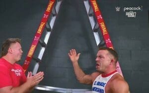 WWE Money in the Bank Ladders Covered in Fireball Branding WWE Money in the Bank Ladders Covered in Fireball Branding