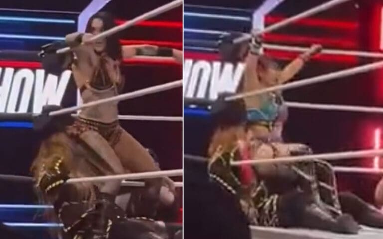 Rhea Ripley and IYO SKY Deliver Double Stink Face to Nia Jax at WWE House Show in Corpus Christi