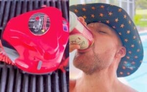 WWE RAW GM Adam Pearce Shows Off His Grillbot and Chugs a Beer in 4th of July Post
