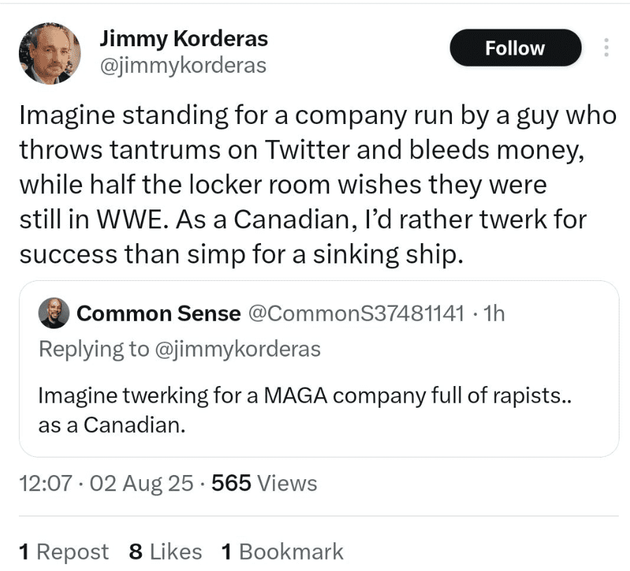 Dax Harwood Goes Nuclear on Jimmy Korderas After “Simp for a Sinking Ship” AEW Dig