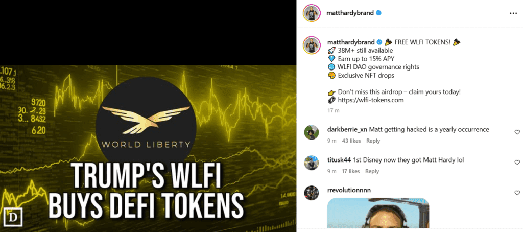 Matt Hardy's Instagram Account Hacked by Crypto Scammer