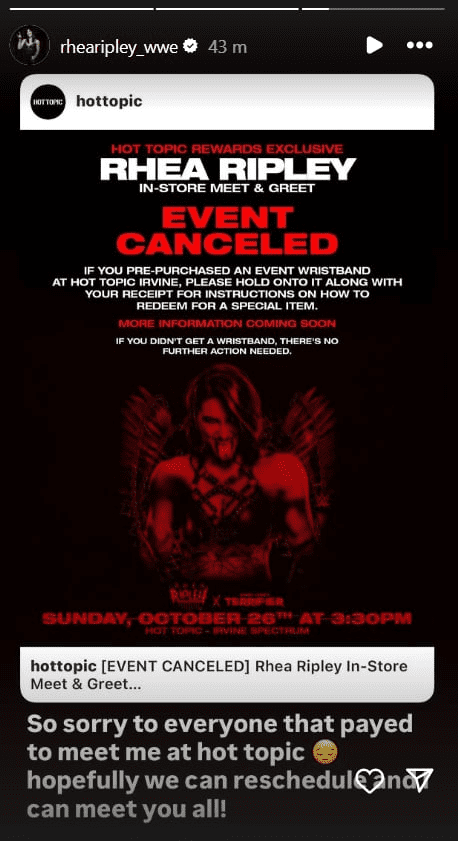 Rhea Ripley Forced to Cancel Meet & Greet After Suffering Broken Nose