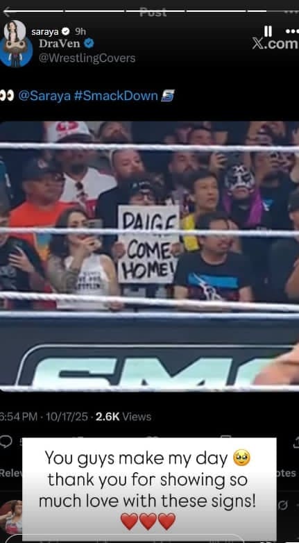 Saraya Reacts to WWE Fan Sign Asking Paige to Come Home