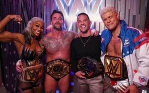 WWE Takes Subtle Shot at AEW With Championship Photoshoot WWE Takes Subtle Shot at AEW With Championship Photoshoot