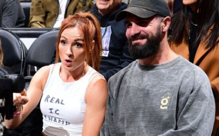 Becky Lynch and Seth Rollins Sit Courtside at Lakers vs. Spurs NBA Cup Game